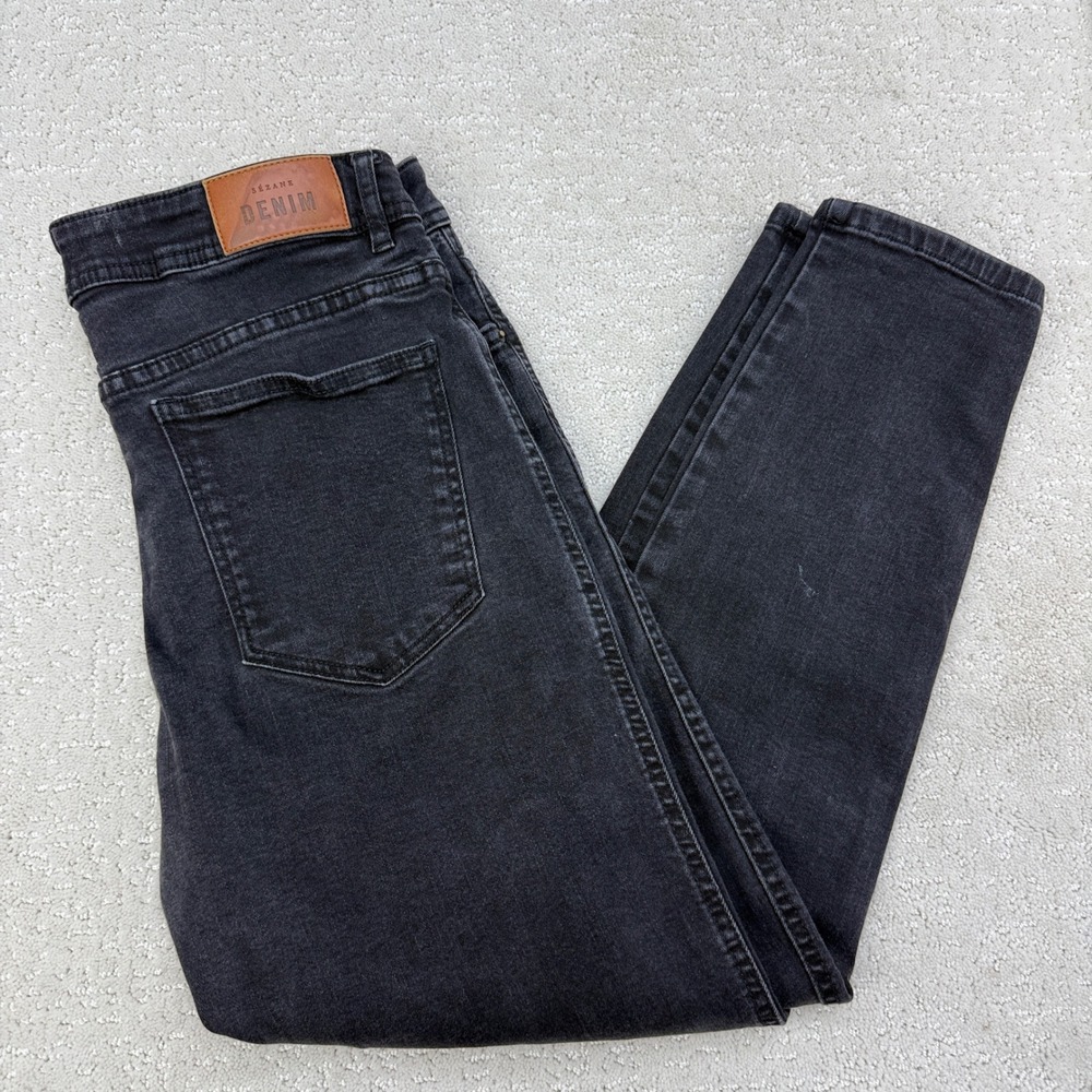 Sezane Slim Parfait Denim Jeans Womens 40 Black Slim Straight High Rise